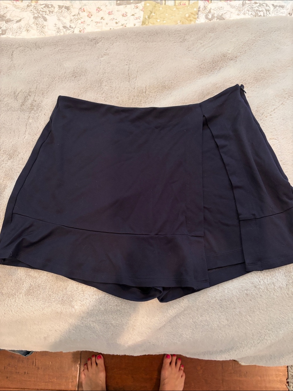 CAbi Navy Wrap-Front Skort